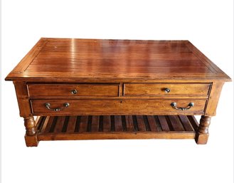 Hekman 3 Drawer Solid Wood Coffee Table With Under Storage