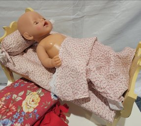 Doll Bed With Bedding And Baby Doll
