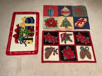 Christmas Throw Rugs - Lot Of 3