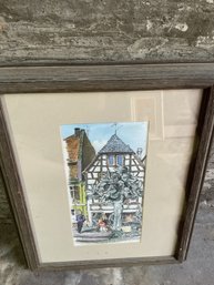 G.Fredin Framed Artwork Of Germany Village Watercolor Print