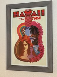 Framed David Klein Hawaii Fly TWA Poster