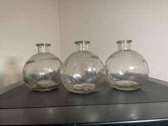 3 Round Glass Jars