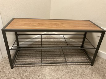 Trinity Wood And Metal Side Table With Under Storage Shelves