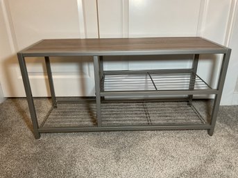 Trinity Metal And Wood End Table With Storage Shelves