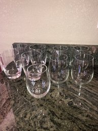 Short Clear Drinking Glasses X 9pcs