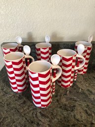 Starbucks Candy Cane Cups W Spoons