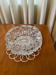 Gorgeous Cut Glass Ash Tray With Sharp Design