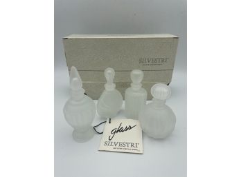 3 Set Of Four Frosted Perfume Bottles White