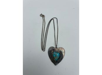 Turquoise Pendant 925 Sterling Chain