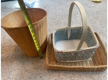 Wicker Wast Basket And Tray