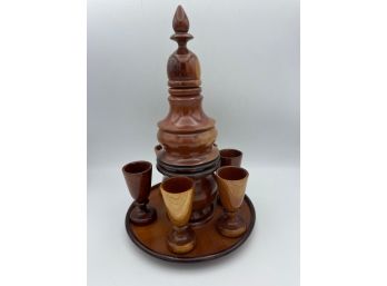 Wooden Container With Shot Glasses