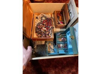 Treasure Box With Costume Jewelry And Old Photo