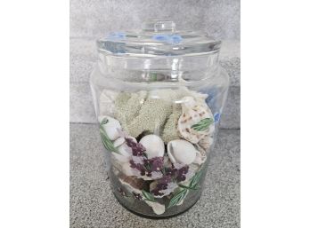 Hanpainted Glass Jar Of Seashells