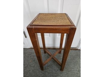 Wicker And Wood Plant Stand