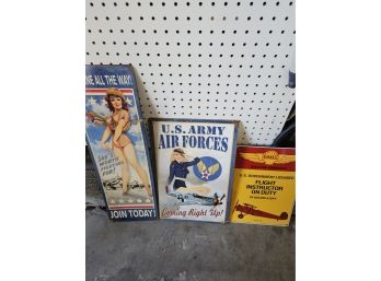 3 Tin Military/Aviation Signs