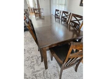 Dark Wood Dining Table With 8 Dining Chairs