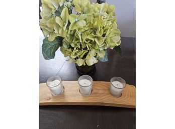 Mountain Woodworks Candle Holder And Flowers