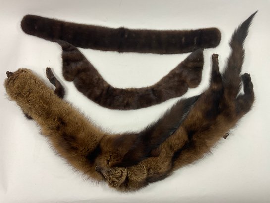 147 Lot Of Three Vintage Mink Fur Scarves