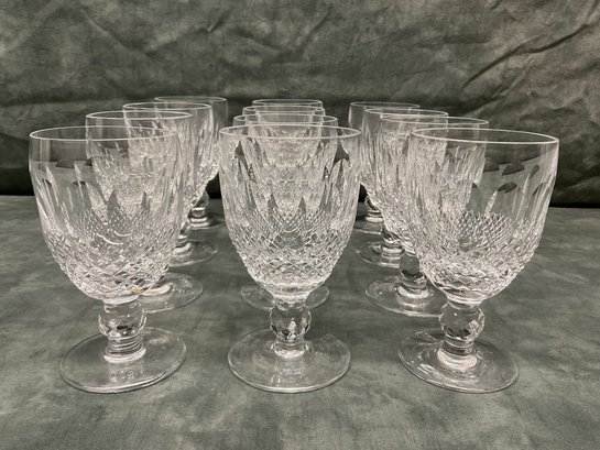 027 Set Of Twelve Waterford Cut Crystal Stemmed Wine Glasses