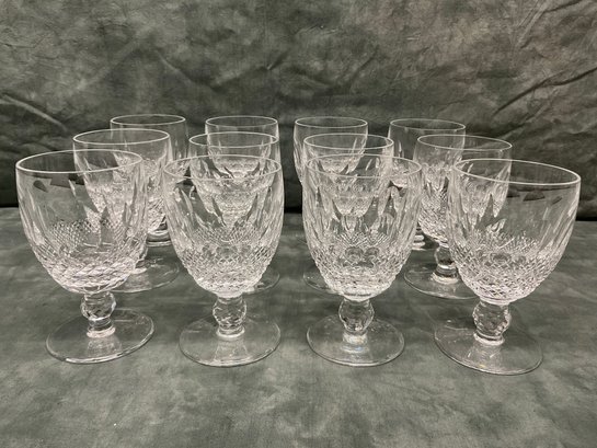 028 Set Of Twelve Waterford Cut Crystal Stemmed Water Glasses