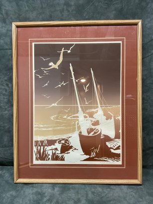 119 Roy Williams Coastal Morning Embossed Serigraph Framed