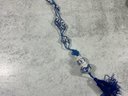 092 Lot Of 3 Vintage Porcelain Chinoiserie Blue Threaded Necklaces