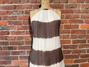 179 Vintage Bailey 44 Brown And White Striped Halter Neck Low Back Dress