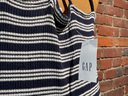 184 Gap Navy Blue And White Striped Spaghetti Strap High Low Dress