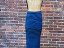 194 Vintage Nicole Miller Navy Blue And Black Striped Maxi Skirt/Dress