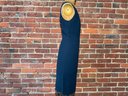 198 Vintage Oscar De La Renta Navy Blue High Neck Dress