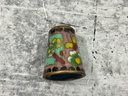 235 Lot Of 6 Vintage Porcelain And Sterling And Enamel Thimbles And Embroidered Pill Boxes