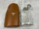 239 Vintage Glass Flask Thirst Aid Leather Case With Small Cup
