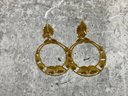 003 Vintage 10k Gold Landstrom Black Hills Leaf Hoop Drop Earrings