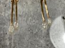 005 Vintage 14k Gold Double Strand Herringbone Link Chain Pearl Dangle/Drop Earrings