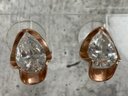 006 Vintage 14k Rose Gold Clyde Duneier, Inc. Teardrop Crystal Earrings