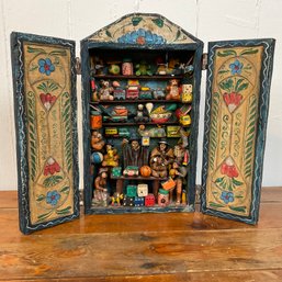 #143RA Vintage Mexican Folk Art Box 'Casa De Los Santos' (House Of Saints) Signed