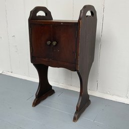 #46F  Antique Mahogany Side Sewing Or Humidor Cabinet