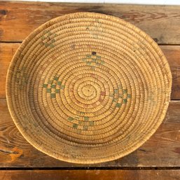 #144RA Vintage Native American Coiled Grass Basket