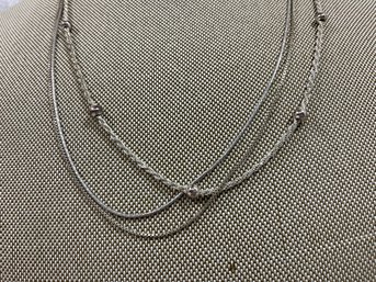 068 Lot Of 3 Vintage Chain Necklaces, Two Sterling Silver, And One 14k White Gold