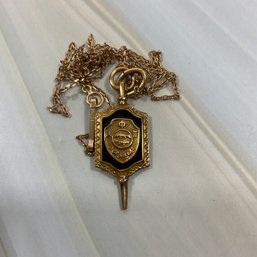 008 10k Gold Black Onyx Inlaid Phi Alpha Pi Pendent On A 14k Gold Chain