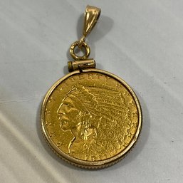 010 14k Gold Encased Liberty Head 2.5 US Gold Coin Pendant