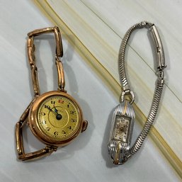 023 Lot Of Two Vintage Dainty Silver And Copper Watches, Bulova, ETO