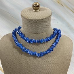 048 Lot Of Two Blue Puka Shell Beaded Necklaces