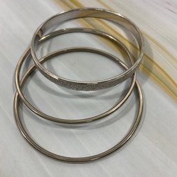 060 Lot Of Three Monet Silver Tone And Sparkly Bangle Bracelets