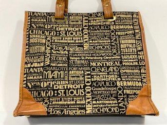 128 Vintage Major City Name Canvas Tote Shoulder Bag
