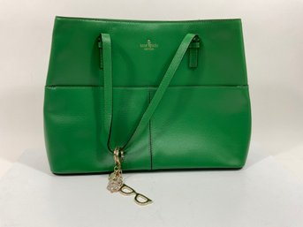 139 Vintage Kate Spade Grand Street Gabriel With Charms Green Leather Purse