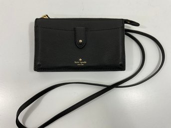 141 Vintage Kate Spade Black Caviar Leather Wallet Bag With Detachable Strap