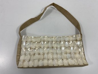 145 Vintage Pierre Urbach Pearlescent Beaded Square Shell Handbag Purse