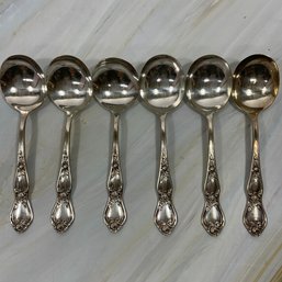 100 R C. Co. Rose Engraved Set Of Six Silver Plated Spoons