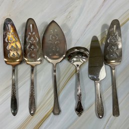 111 Set Of Six Silver Plated Serving Utensils, Community, National Silver, Reed & Barton,
